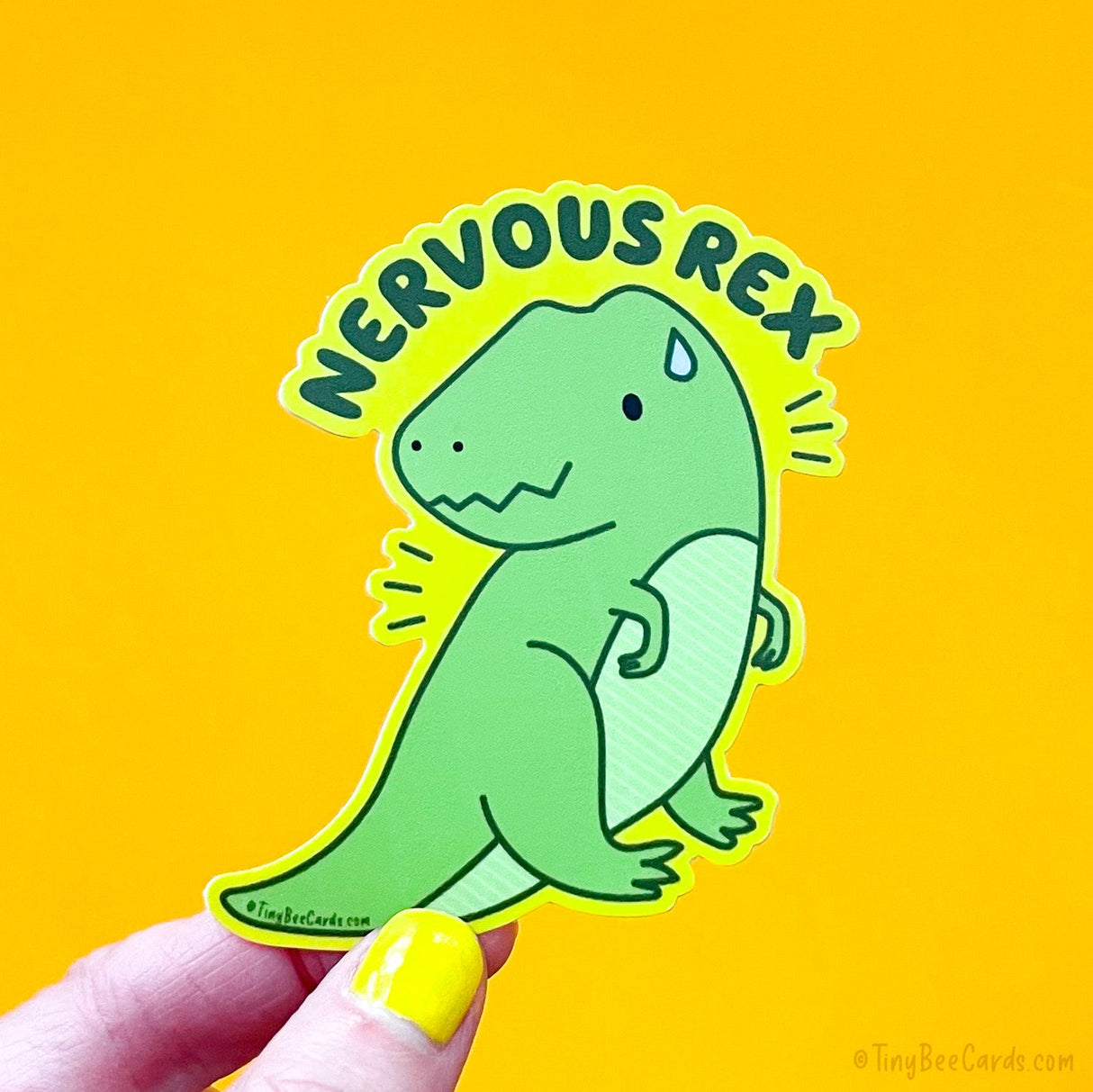 Funny T-Rex Anxiety Vinyl Sticker "Nervous Rex"