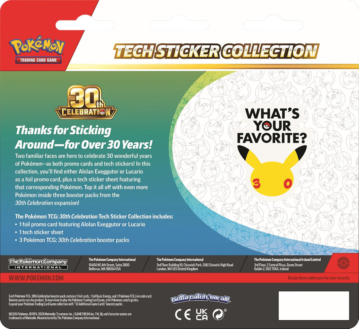 Pokémon TCG: 30th Celebration Tech Sticker Collection