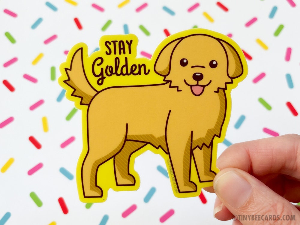 Cute Golden Retriever Dog Vinyl Sticker "Stay Golden"