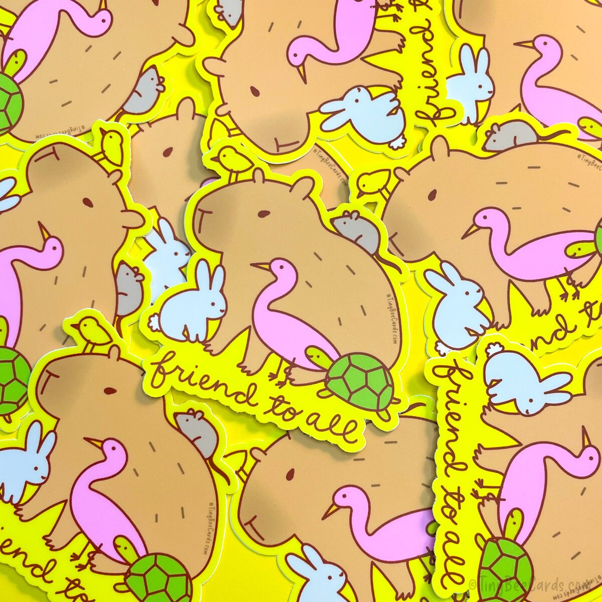 Capybara Friend to All Vinyl Sticker