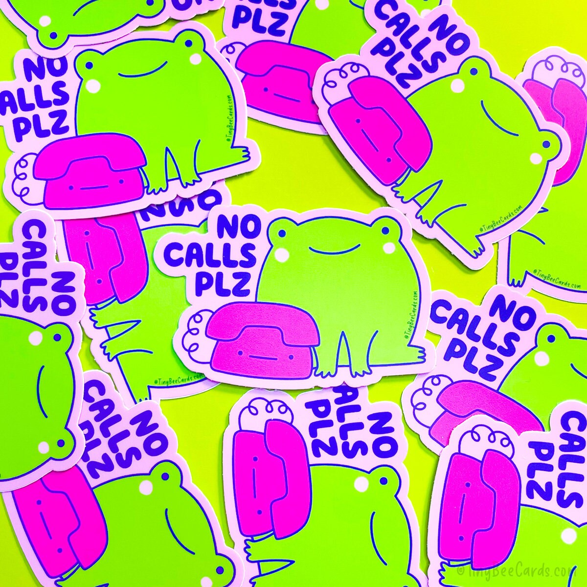 No Calls Please Frog Vinyl Sticker