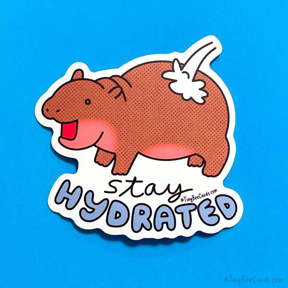 Baby Pygmy Hippo Vinyl Sticker - Stay Hydrated
