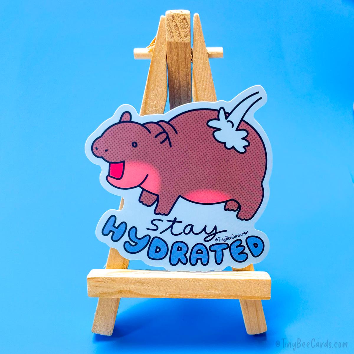 Baby Pygmy Hippo Vinyl Sticker - Stay Hydrated