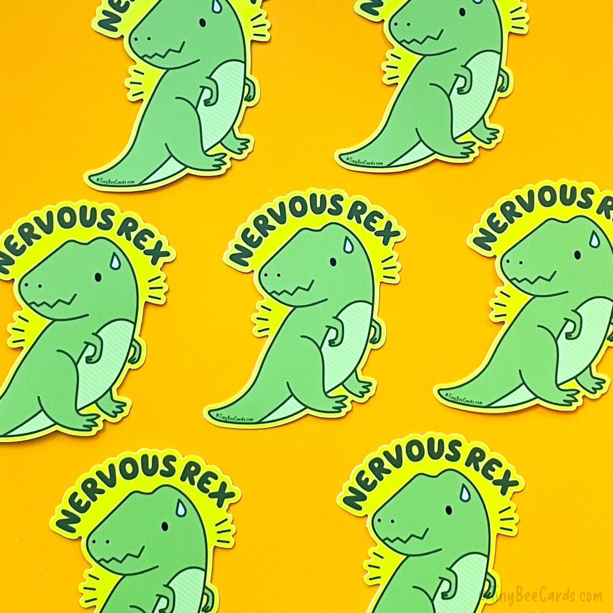 Funny T-Rex Anxiety Vinyl Sticker "Nervous Rex"