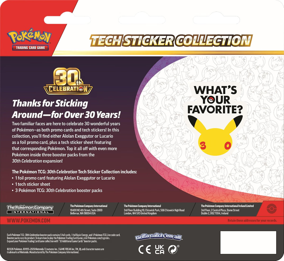 Pokémon TCG: 30th Celebration Tech Sticker Collection