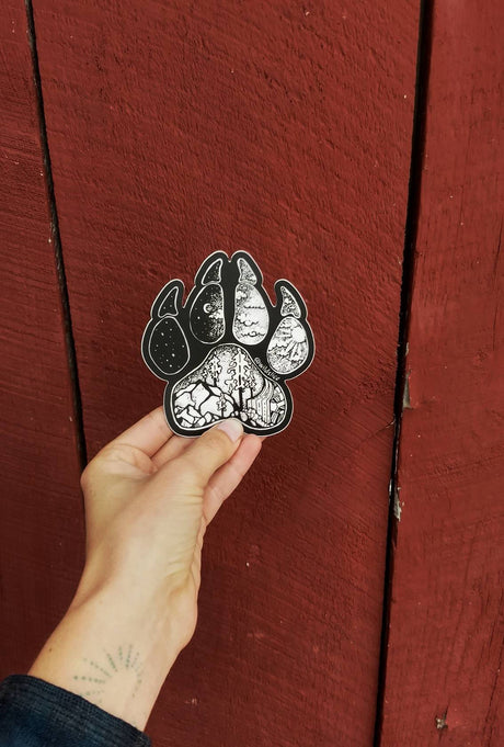 Paw Print Hiking Dog Sticker
