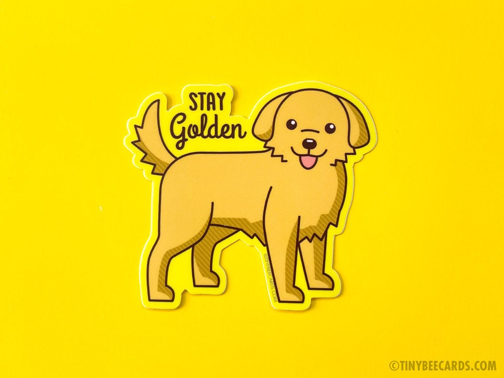 Cute Golden Retriever Dog Vinyl Sticker "Stay Golden"