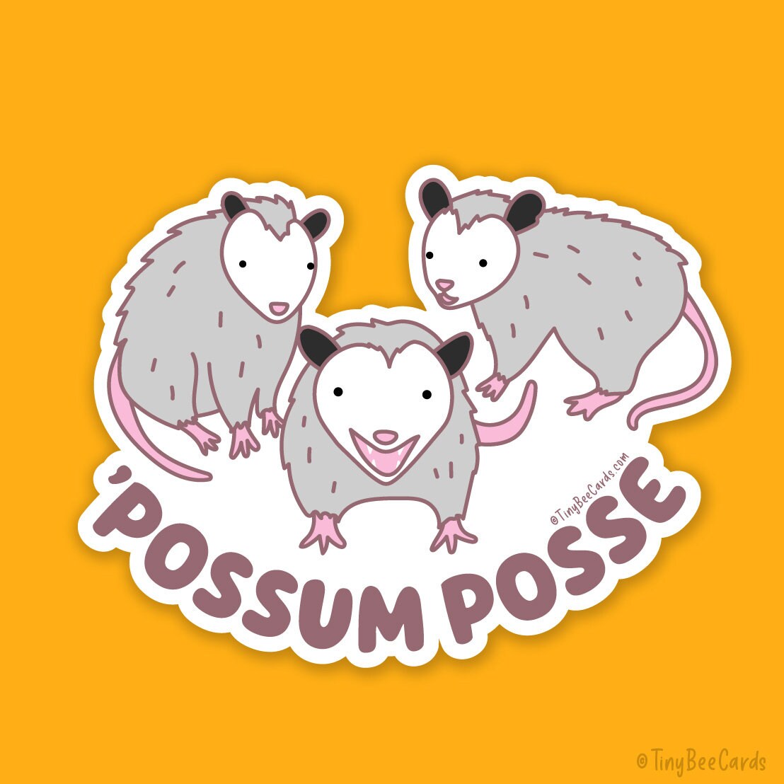 Funny Opossum Vinyl Sticker "'Possum Posse"