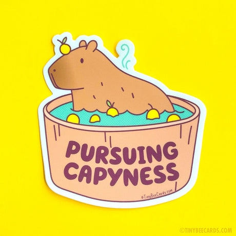 Capybara in Yuzu Spa Vinyl Sticker - Pursuing Capyness