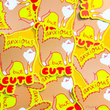 Anxious But Cute Cat Vinyl Sticker