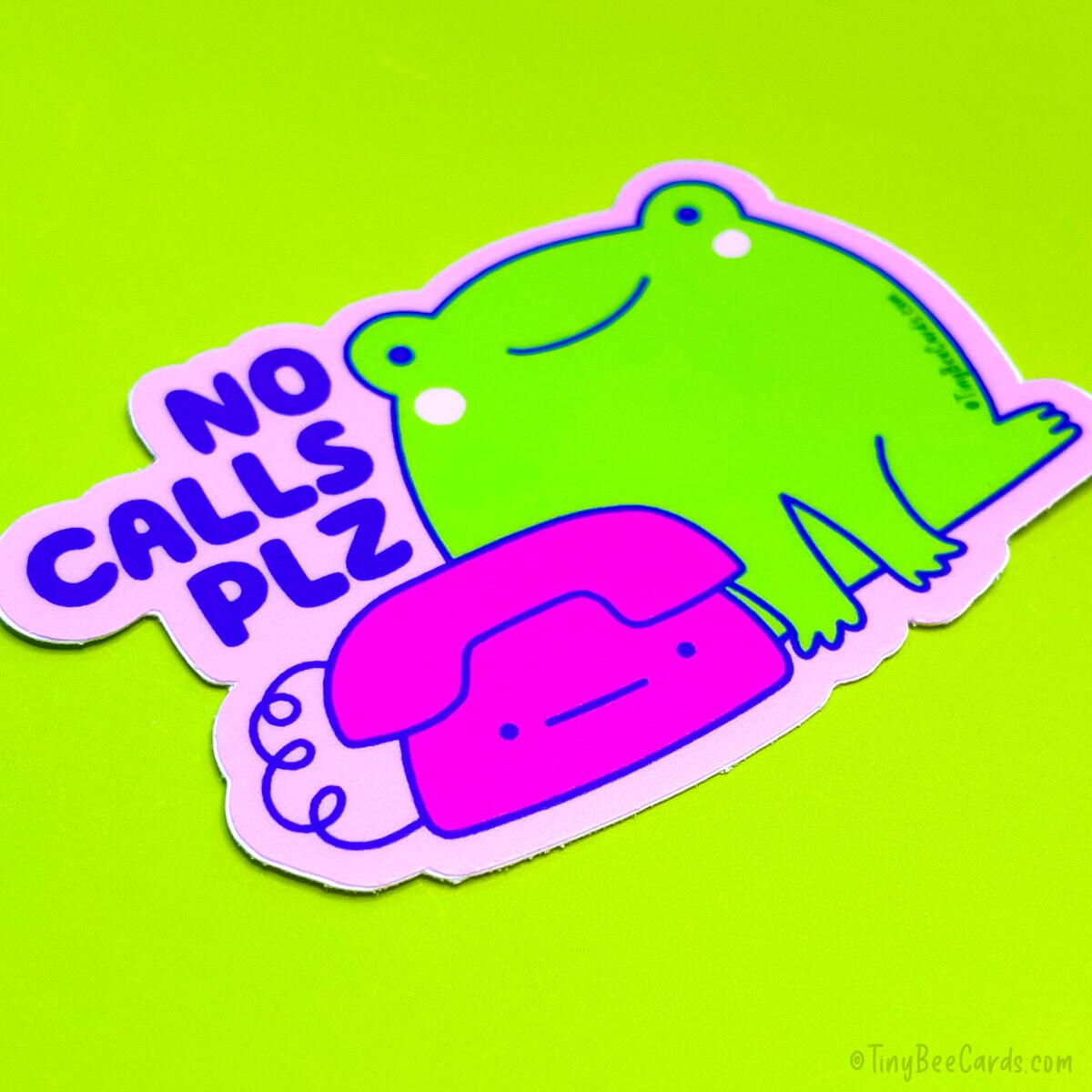 No Calls Please Frog Vinyl Sticker