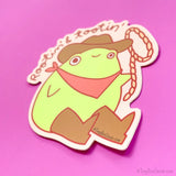 Cowboy Frog Vinyl Sticker - Rootin' and Tootin'