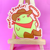 Cowboy Frog Vinyl Sticker - Rootin' and Tootin'