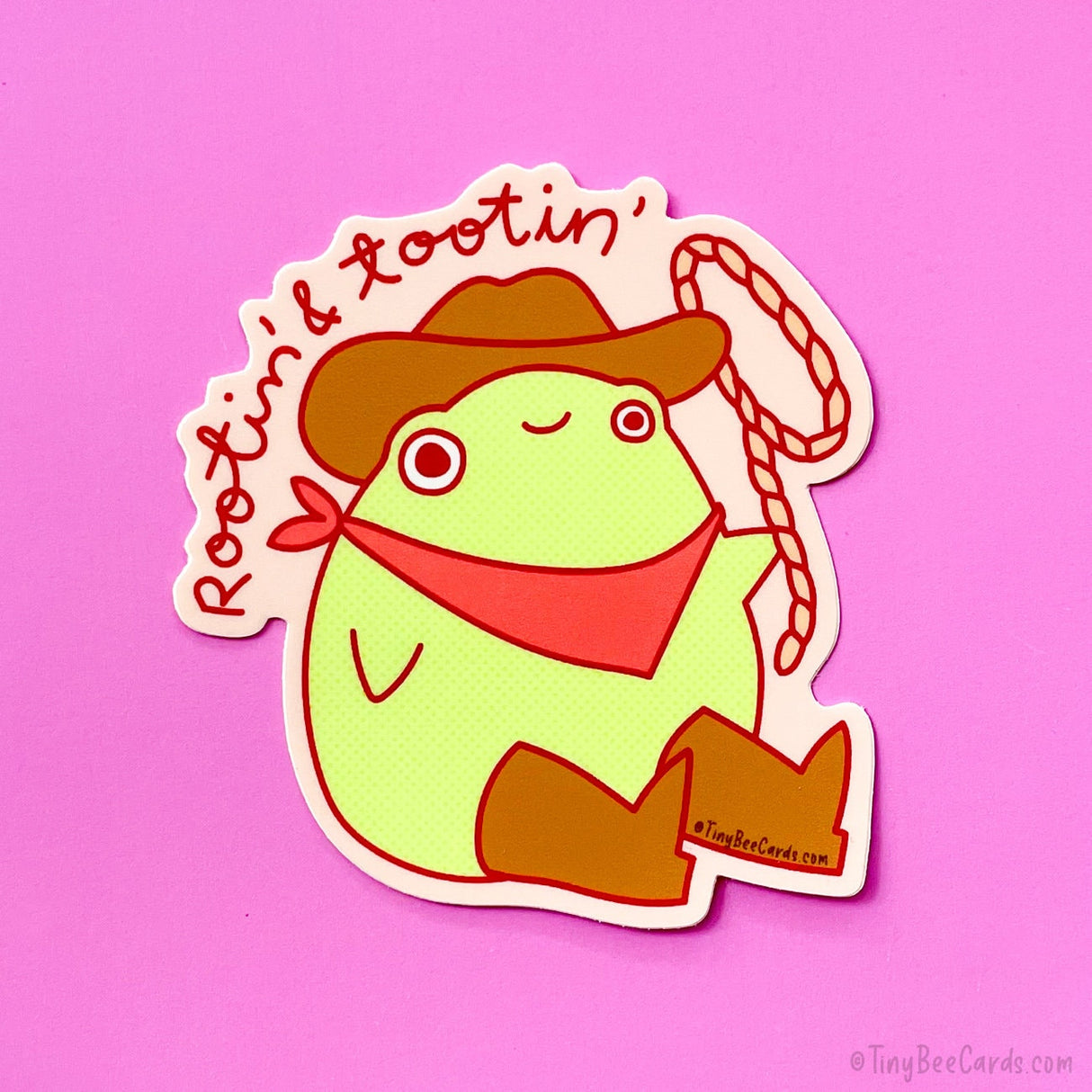 Cowboy Frog Vinyl Sticker - Rootin' and Tootin'
