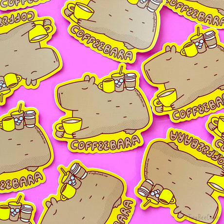 Capybara & Coffee Vinyl Sticker "Coffeebara"
