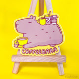 Capybara & Coffee Vinyl Sticker "Coffeebara"