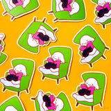 Cozy Ghost with Cat & Book Vinyl Sticker