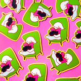 Cozy Ghost with Cat & Book Vinyl Sticker