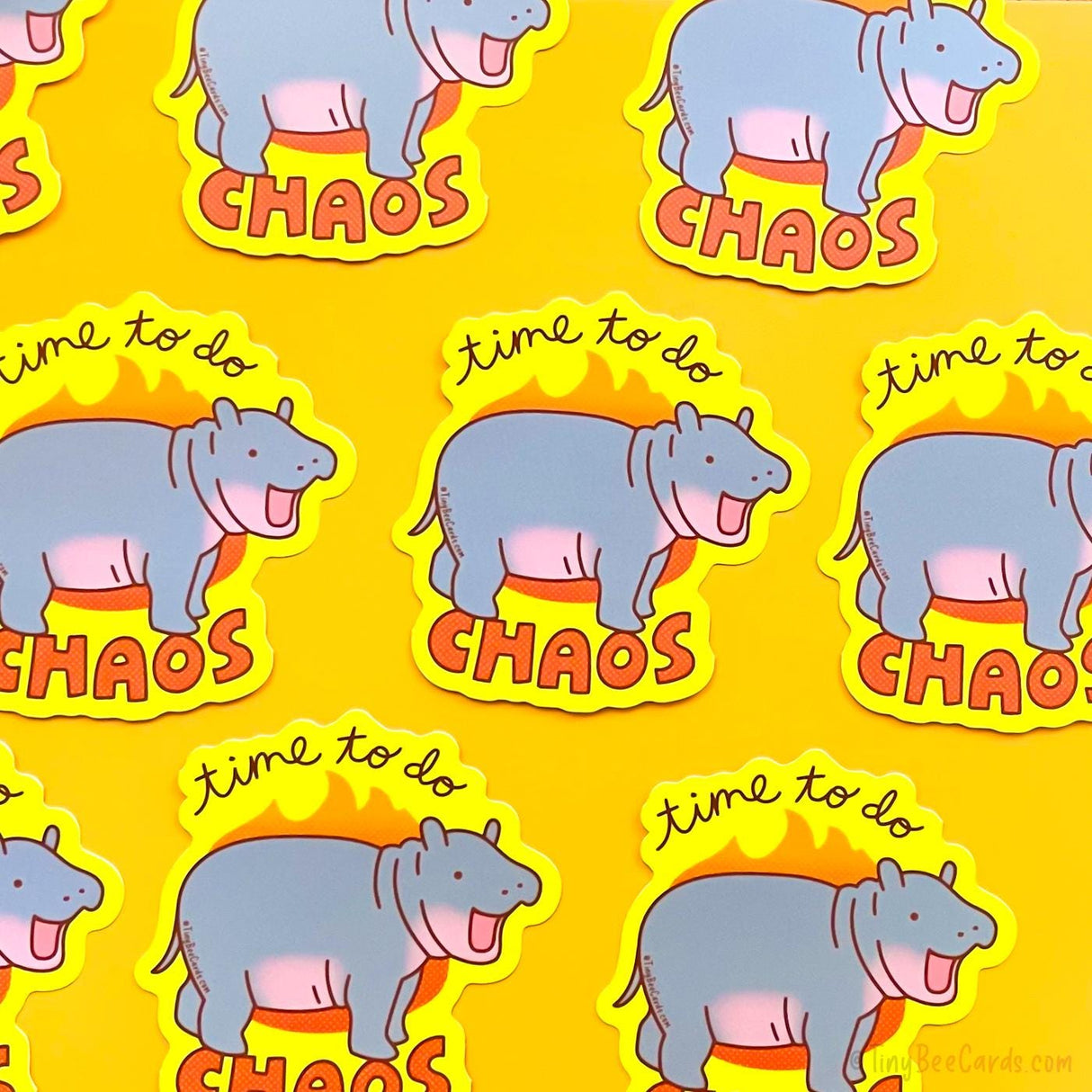 Baby Pygmy Hippo Vinyl Sticker - Time to do Chaos