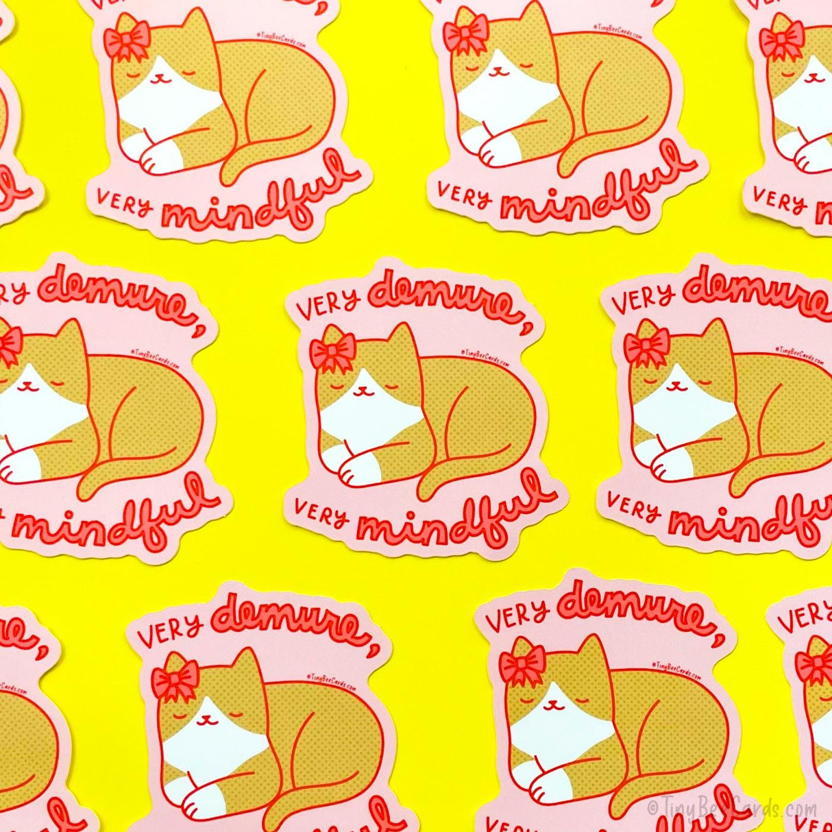 Very Demure and Mindful Cat Vinyl Sticker