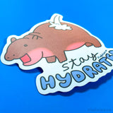 Baby Pygmy Hippo Vinyl Sticker - Stay Hydrated