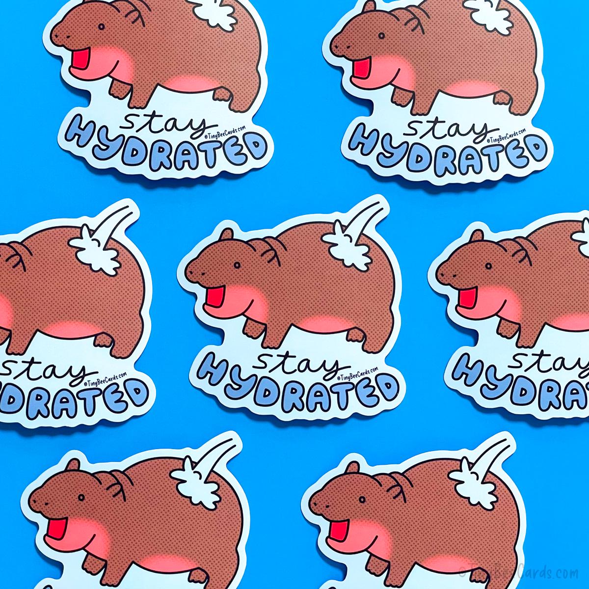 Baby Pygmy Hippo Vinyl Sticker - Stay Hydrated